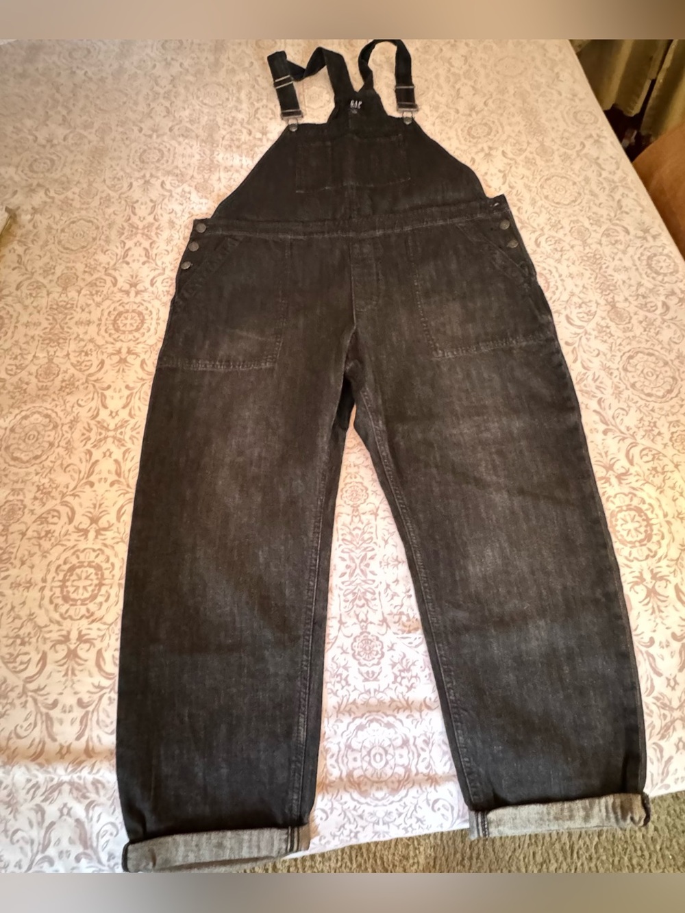 Black Wash Denim Overalls with Adjustable Straps